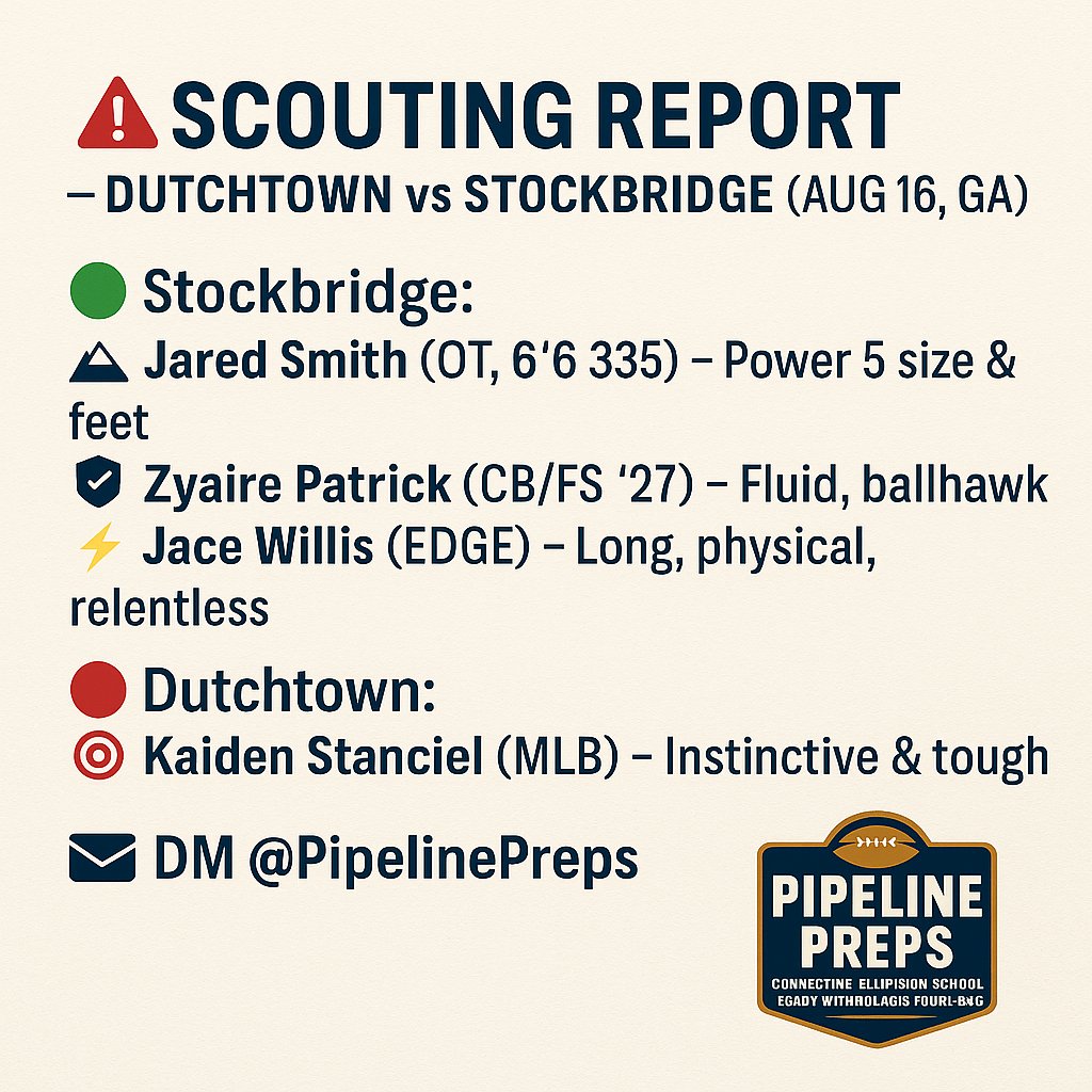 📩 DM <a href="/PipelinePreps/">David Thompson</a> for film, verified traits, and film evaluation and player report. Many Players from this Game!
#PipelinePreps #FCSRecruiting #TrenchesMatter #GeorgiaFootball #HSFootball #OLProspects #DBProspects #2027Recruiting <a href="/Jacew2027/">Jace Willis</a> <a href="/KaidenStanciel/">Kaiden "ManChild" Stanciel</a>  <a href="/DutchtownFB1/">Dutchtown Bulldogs FB🐶</a>