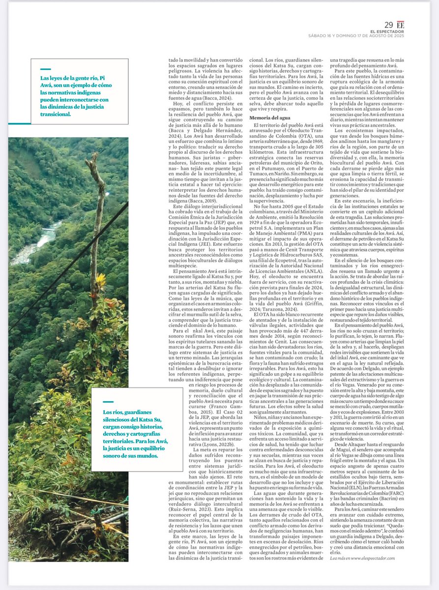 Gracias Nariño, porque el sur es el norte biocultural de Colombia: «En este tiempo-espacio, según se
desprende de la jurisdicción multiespecie Awá, la justicia es inseparable del territorio y de sus resonancias bioculturales». <a href="/susanamuhamad/">Susana Muhamad</a>