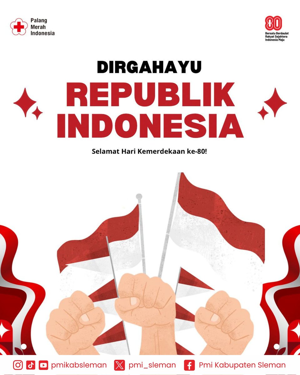 “Bersatu, Berdaulat, Rakyat Sejahtera, Indonesia Maju”

Bersatu dalam menghargai perbedaan, Berdaulat dalam menjunjung nilai-nilai kemanusiaan.

🇮🇩 Dirgahayu Republik Indonesia ke-80! 🇮🇩

#HUTRI80
#PMISelalubantu