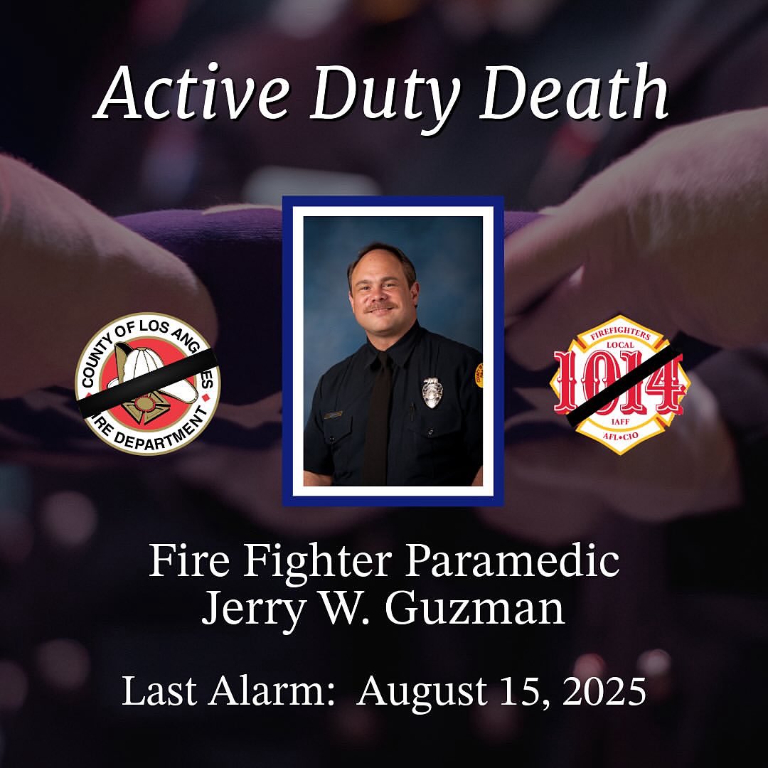 The men and women of the LAFD send our sincere condolences to Fire Fighter Paramedic Guzman’s loved ones during this time of grief. 
•
Repost from @lacountyfd 
•
Active Duty Death - FFPM Jerry W. Guzman

It is with a heavy heart the #LACoFD share the active-duty death of Fire
