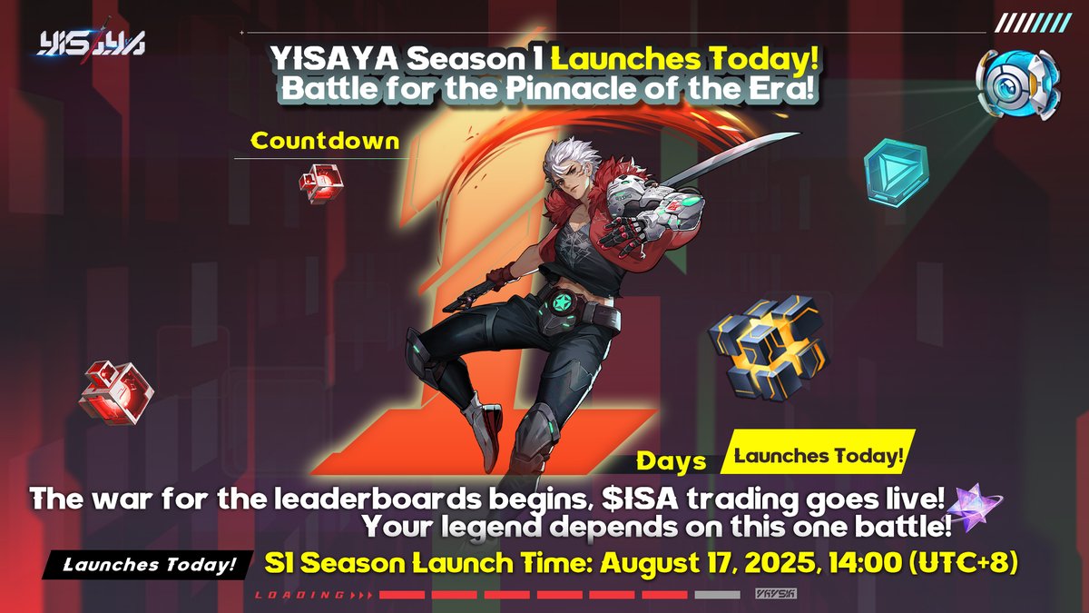 ⚔️ YISAYA Season 1 is NOW LIVE as of 14:00 (UTC+8)!
The final battle for the era's pinnacle has begun!

🔥 The war for the leaderboards is ON - Fight for your glory and fortune!

💰 $ISA Trading is LIVE - Value has begun to truly circulate!

Your legend depends on this one