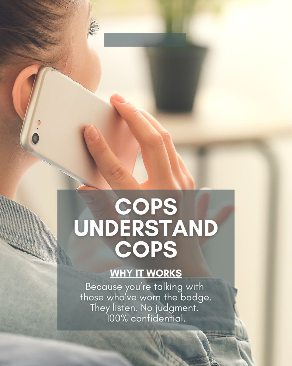 Stress doesn’t end when the shift does. Whether you’re on the job, retired, or loving someone who serves, the badge can bring unseen burdens — but you never have to carry them alone.

Call 1-800-COPLINE (267-5463)
Share with someone who should have this number saved.