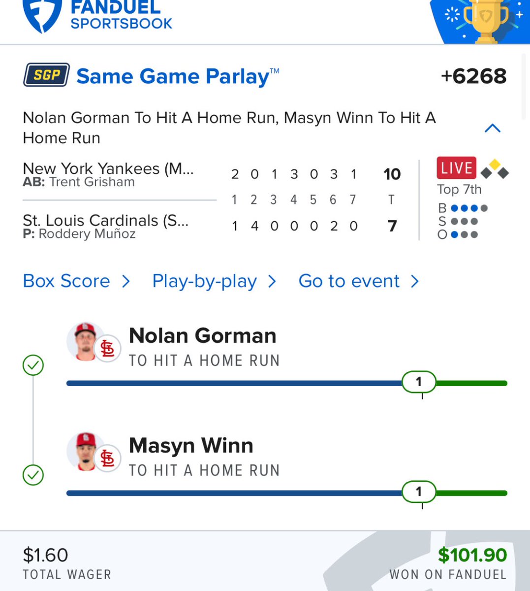 SportCapitalM's tweet photo. MLB Homeruns SGP winners 😎💰😀✅ https://t.co/lNruHAbTed