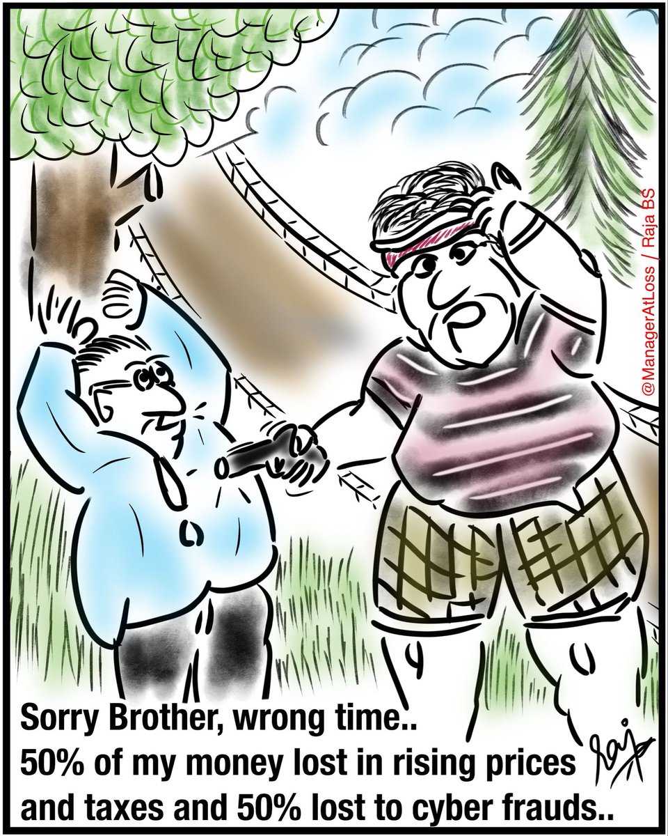 ManagerAtLOSS's tweet image. 💐💐💐A week end #cartoon on plight of #citizens especially seniors in front of - #Rising Prices, #Taxes and #CyberFrauds.. Different in modes of hitting but may be common on #pain creation !!! 
🙏🙏🙏 #manageratloss #cartoons #management #economy