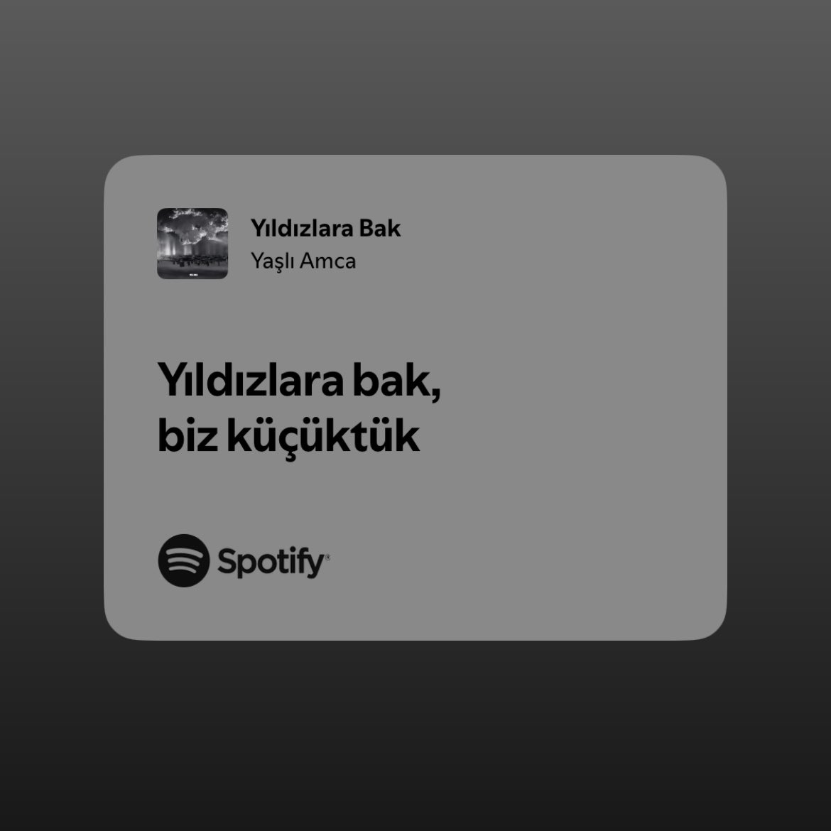 yıldızlara bak, 
biz küçüktük