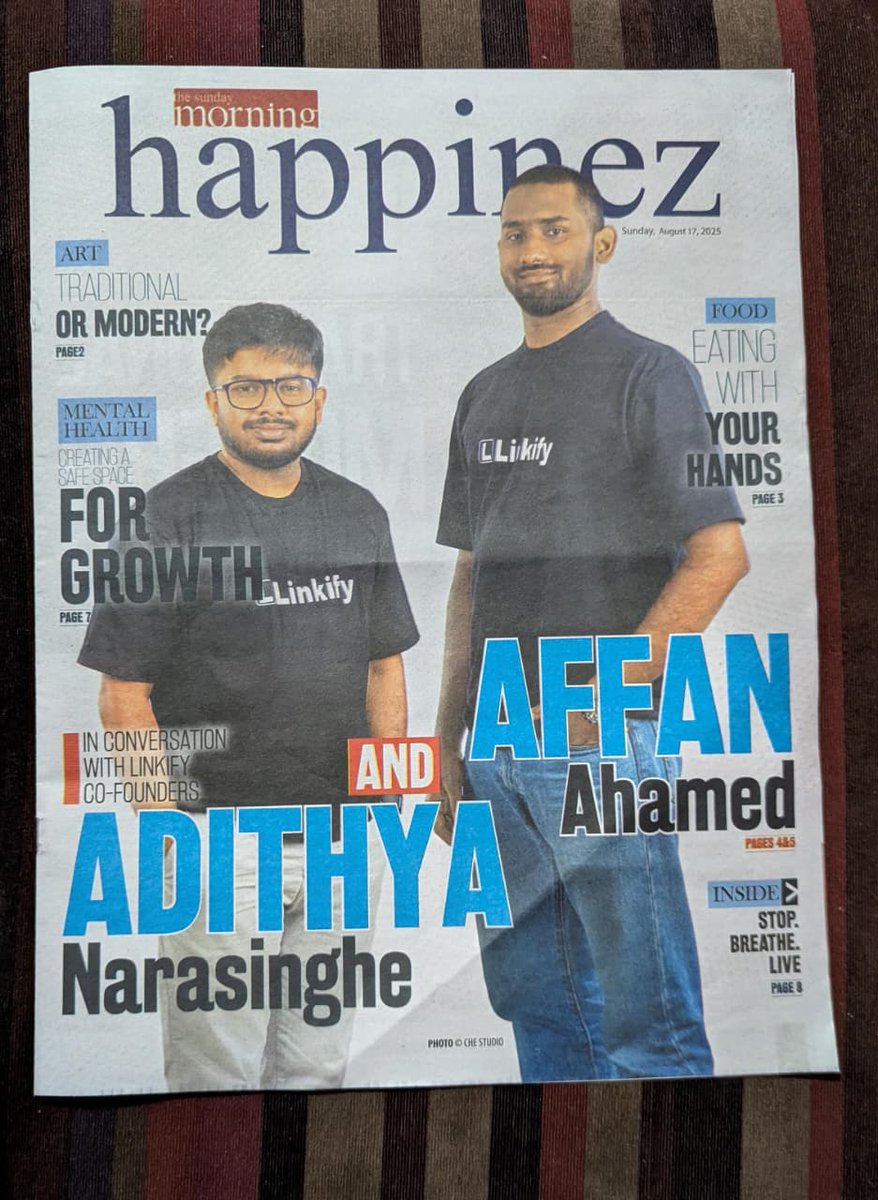 affanahamed7's tweet photo. Alhamdulillah 🙏

~100 days ago @Linkify_  was just an idea.

Today, we’re on the cover of The Morning Happinez. 📰

In this short journey blessed to achieve:
🏆 2 awards
🌍 Expanding to SG, AU, ID, USA &amp; ME
👥 250+ signups
💯 0% paid churn

Grateful for every step forward. 🚀 https://t.co/4zrRBUn2jt