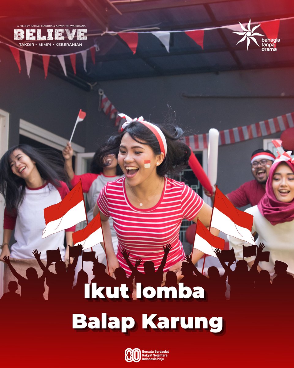 BTDpictures's tweet photo. Selamat Ulang Tahun ke-80, Indonesia! 🇮🇩✨ Di momen penuh makna ini, kami bersyukur atas doa dan dukungan penonton Indonesia. Film Believe telah menyentuh hati lebih dari 1.000.000 penonton di seluruh tanah air! 🎬 https://t.co/etxL1Iy8GD