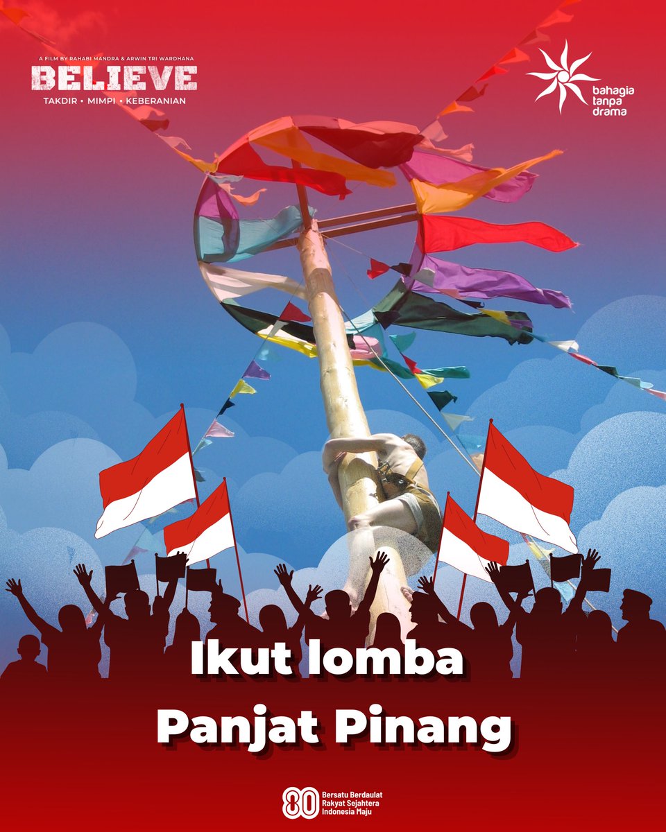 BTDpictures's tweet photo. Selamat Ulang Tahun ke-80, Indonesia! 🇮🇩✨ Di momen penuh makna ini, kami bersyukur atas doa dan dukungan penonton Indonesia. Film Believe telah menyentuh hati lebih dari 1.000.000 penonton di seluruh tanah air! 🎬 https://t.co/etxL1Iy8GD