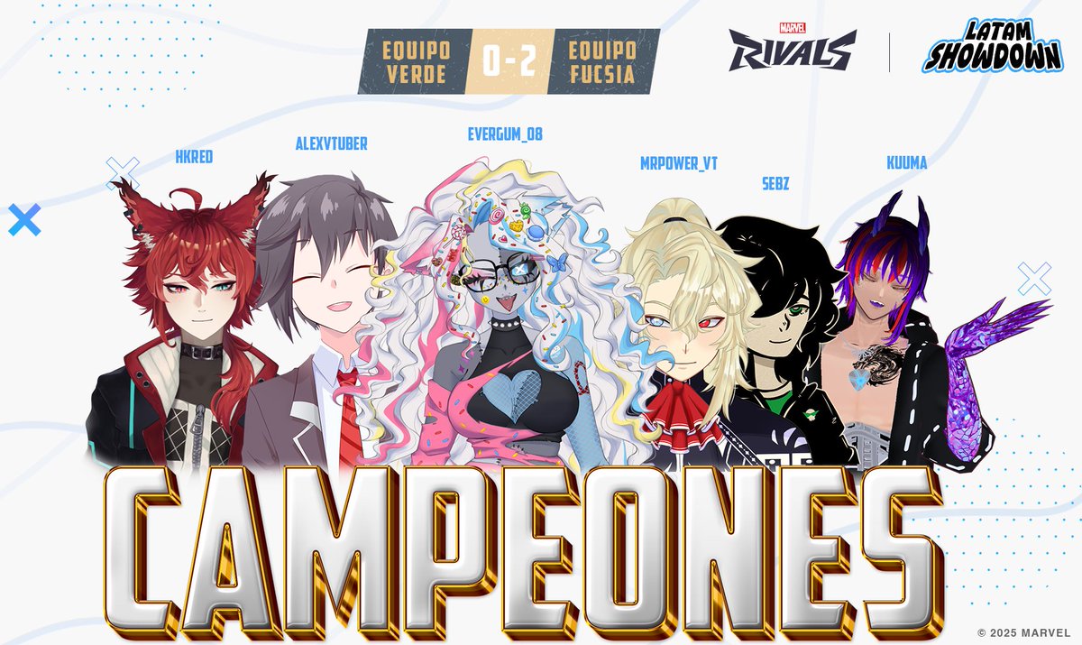 ¡Lucharon hasta el último momento! ¡Felicidades! <a href="/Evergum_08VT/">E V E R G U M | 🍬🪦|【𝗞𝗮𝗹𝗲𝗶𝗱𝗼】</a> 
 
🏆 EL EQUIPO FUCSIA TERMINA SIENDO LOS CAMPEONES EN EL EVENTO DE #MarvelRivalsLatamShowdown 🏆

| #MarvelRivals