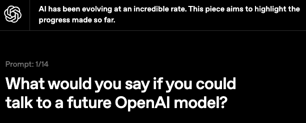 OpenAI AI progress intro slide with prompt 1/14