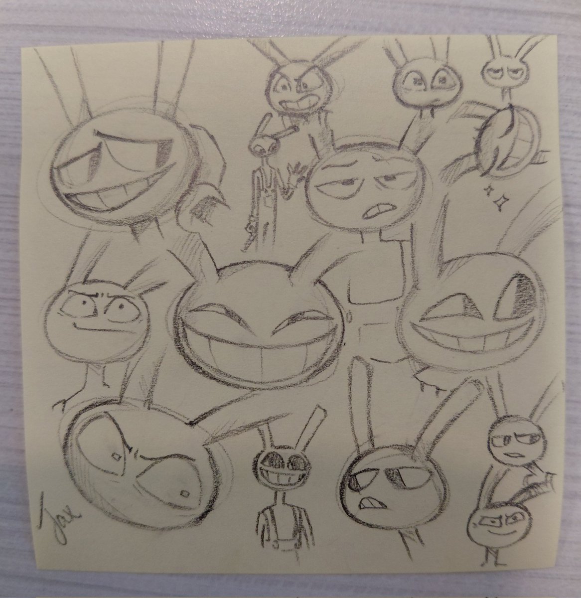 This dude has invaded my stickynote sketches with his dynamic expressions smh... #Jax #TADCEp6 #TADCJax #TheAmazingDigitalCircus #TADC