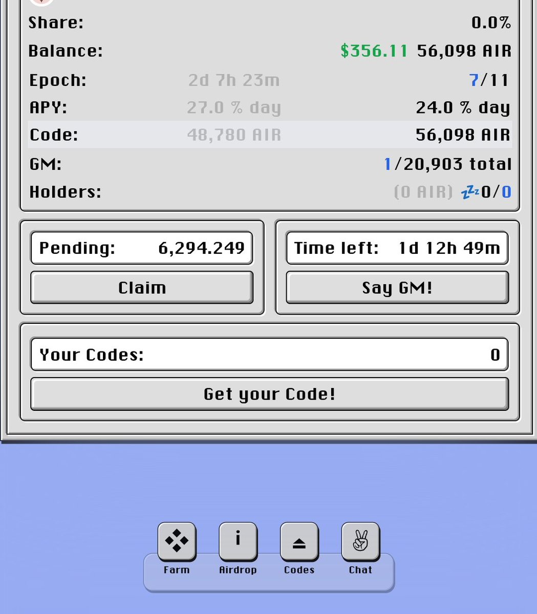 Crypto.₿🧢 (@femous_ddemon) on Twitter photo Finally Received my 1st Code From <a href="/Ethereum_OS/">Eth OS</a> after 1/2 Months of yapping About them, im most happiest Person Now !
Dont Give Up , Keep Yapping About them
Say Gm!
Epoch 7 will end in 1 day 12Hrs
1 code= 56098 $Air Token = 356$ RN !
comment your views and memes in comments and Finally Received my 1st Code From <a href="/Ethereum_OS/">Eth OS</a> after 1/2 Months of yapping About them, im most happiest Person Now !
Dont Give Up , Keep Yapping About them
Say Gm!
Epoch 7 will end in 1 day 12Hrs
1 code= 56098 $Air Token = 356$ RN !
comment your views and memes in comments and