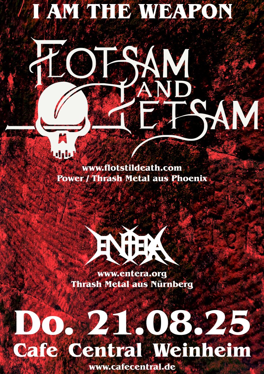 Der nächste Gig meiner Thrash Band Entera ist am 21.08.25 im Cafe Central in Weinheim zusammen mit Flotsam &amp; Jetsam :)))))))
#gig #konzert #ankündigung #flotsamandjetsam #cafecentral #veranstaltung #metalgig #metalkonzert #oldschoolmetal #oldschoolthrash #donnerstag #metalbands