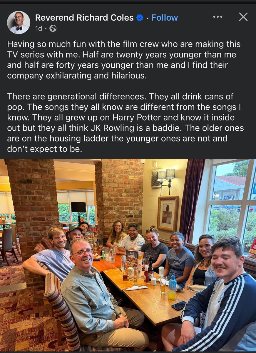 John James (@johnjamesni) on Twitter photo “They all think <a href="/jk_rowling/">J.K. Rowling</a> is a baddie”
<a href="/RevRichardColes/">Richard Coles</a> - I hope you pointed out that those who support men in women’s sports, prisons and single sex spaces would be filed under “baddie”.
However it clearly demonstrates the groupthink inside the UK’s TV industry in 2025… “They all think <a href="/jk_rowling/">J.K. Rowling</a> is a baddie”
<a href="/RevRichardColes/">Richard Coles</a> - I hope you pointed out that those who support men in women’s sports, prisons and single sex spaces would be filed under “baddie”.
However it clearly demonstrates the groupthink inside the UK’s TV industry in 2025…