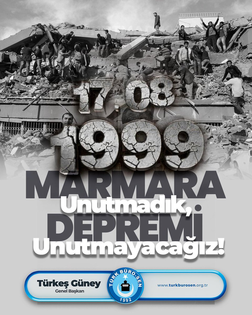 17 Ağustos 1999 Marmara Depremi’nde hayatını kaybeden vatandaşlarımızı rahmetle, anıyorum. Mekanları cennet olsun. 
Rabbim milletimizi her türlü afet ve felaketlerden korusun. 
#17Ağustos #marmaradepremi