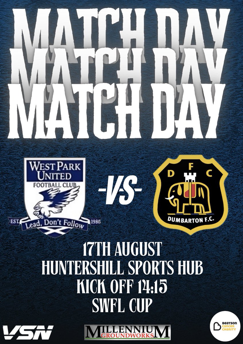 MATCH DAY!!

Starting the season off with a home game against Dumbarton FC in the SWFL Cup. Kick off 14:15 at Huntershill Sports Hub ⚽️