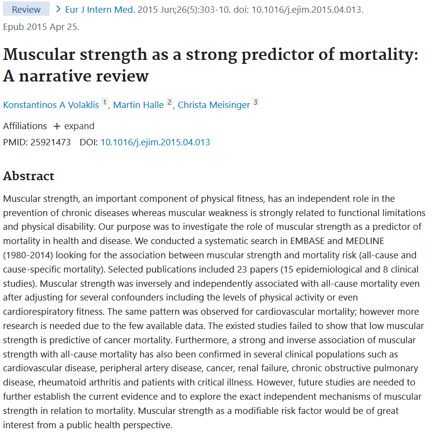 Jozo_Grgic's tweet photo. Muscular strength as a strong predictor of mortality: A narrative review

https://t.co/7uIPy4RK0S https://t.co/DDmIhvEohc
