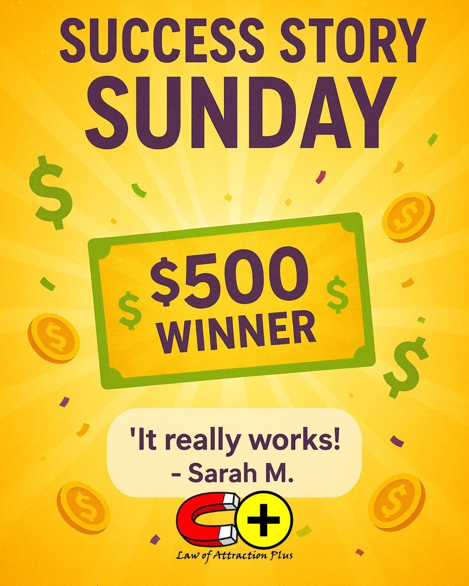 🎰 SUCCESS STORY SUNDAY 🎰

“I listened to your lottery subliminal 30 days &amp; won $500! LOA really works!” 
– Sarah M. 

💫 Ready for YOUR success?

🎧 Try our subliminal 👉 youtu.be/MhJ6foE1ftk

❤️ LIKE if you believe &amp; COMMENT “MY SUCCESS” + story!

#SuccessStory #LOA #LAP