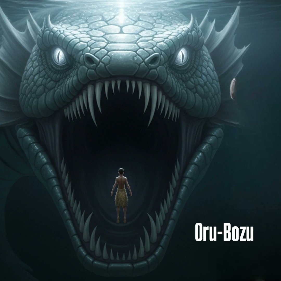The Oru-Bozu:

A river guardian said to dwell in the deepest bends. Its serpentine form glows with a light that does not belong to this world. It tests warriors not with strength but with the weight of their purpose.