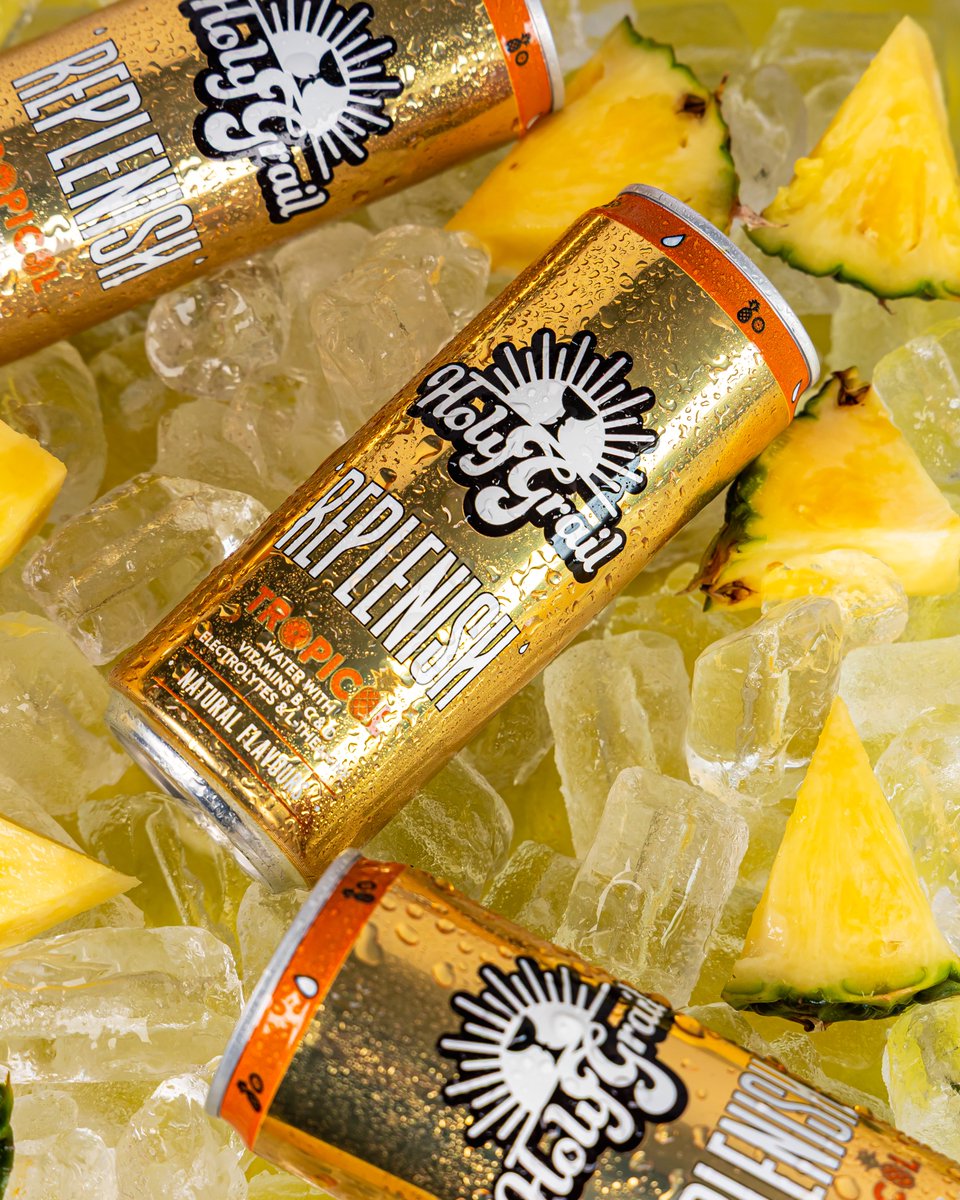 HolyGrailDrinks's tweet photo. Introducing Holy Grail Replenish.

Tropical vibes and real fruit juice, crafted to restore and refresh.

With essential vitamins B, C &amp; D, hydrating electrolytes, and calming L-theanine, it’s the smarter way to fuel your day.

Available soon online and at markets in London. https://t.co/F4Wx5k78od