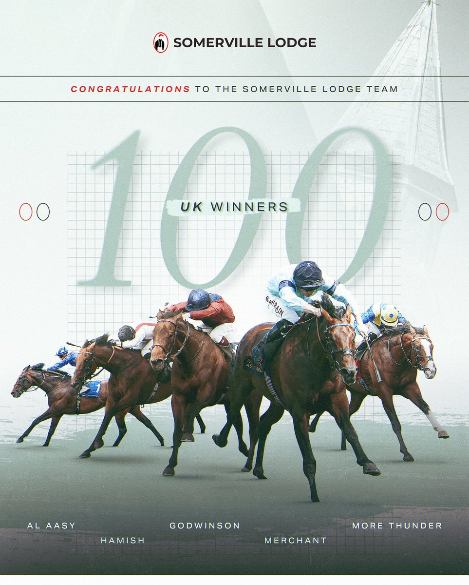 WilliamHaggas's tweet image. More Thunder’s Group 2 victory marked our 𝟭𝟬𝟬𝘁𝗵 UK winner of the year 🏆🇬🇧

Congratulations to all the team, and a huge thank you for their hard work in making achievements like this possible 👏🏼

#SL #SomervilleLodge