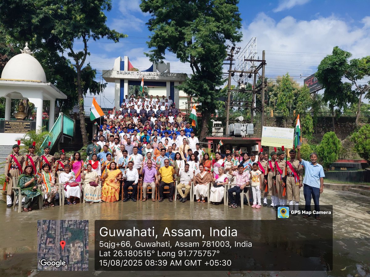 NSS_GCC's tweet photo. Celebrating the spirit of freedom 🇮🇳 NSS volunteers of Gauhati Commerce College proudly observed Independence Day as our Principal hoisted the Tricolour with honor and pride. Jai Hind!

#IndependenceDay #Freedom75 #NSS #GauhatiCommerceCollege #ProudToBeIndian https://t.co/wmrktVAkPw