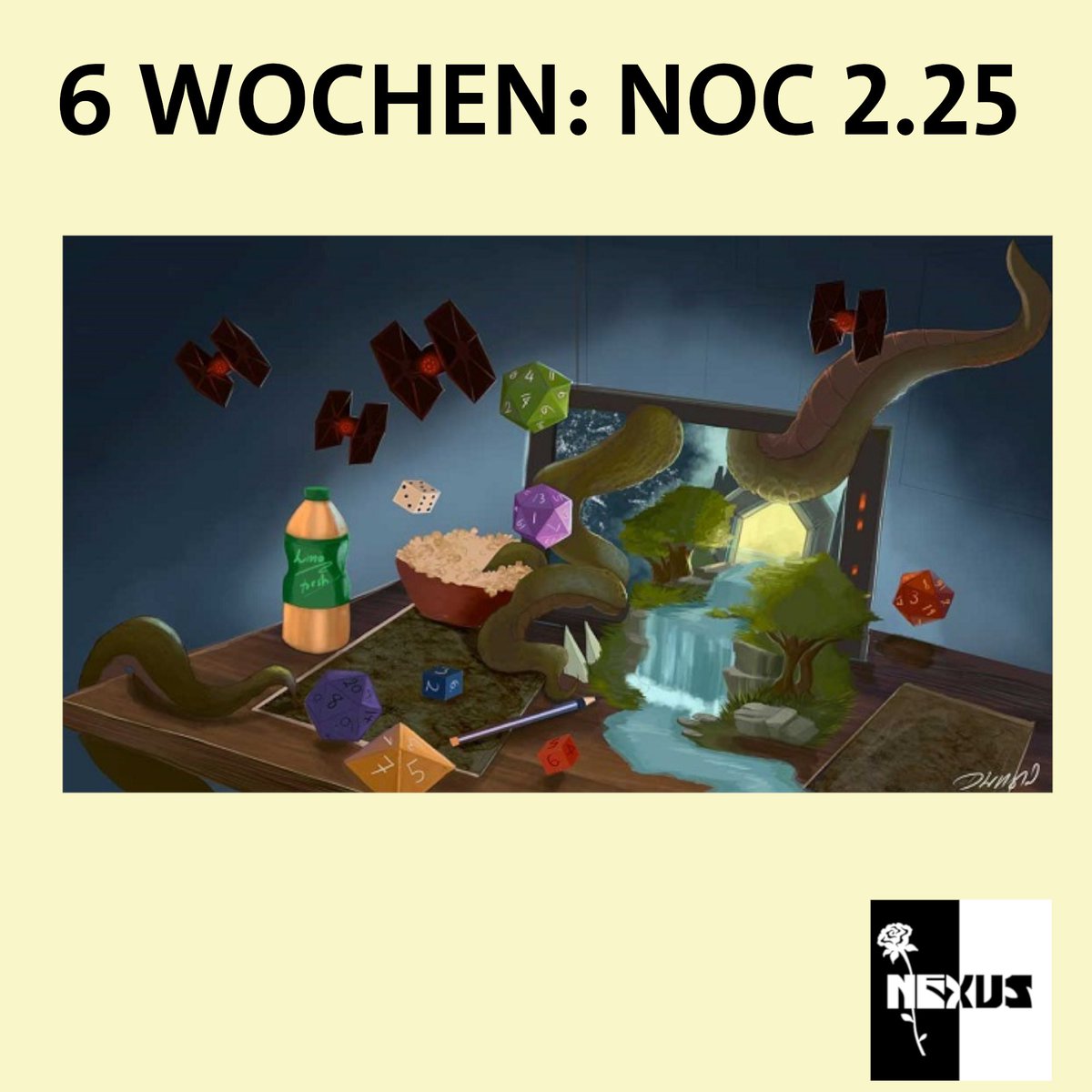 BerlinNexus's tweet photo. Gern moechten wir auf die Nexus Online Con (NOC) 2.25 aufmerksam machen.

Tragt Euch dazu bitte schon mal den 27. und 28.9.2025 in den Kalender ein.

Anmeldung unter: https://t.co/MtnX5z7SZL

#nexusonlinecon #noc #noc2025 #Convention #onlinecon #Rollenspiel #nexus #zuhausezocken https://t.co/Q3veBHNiPO