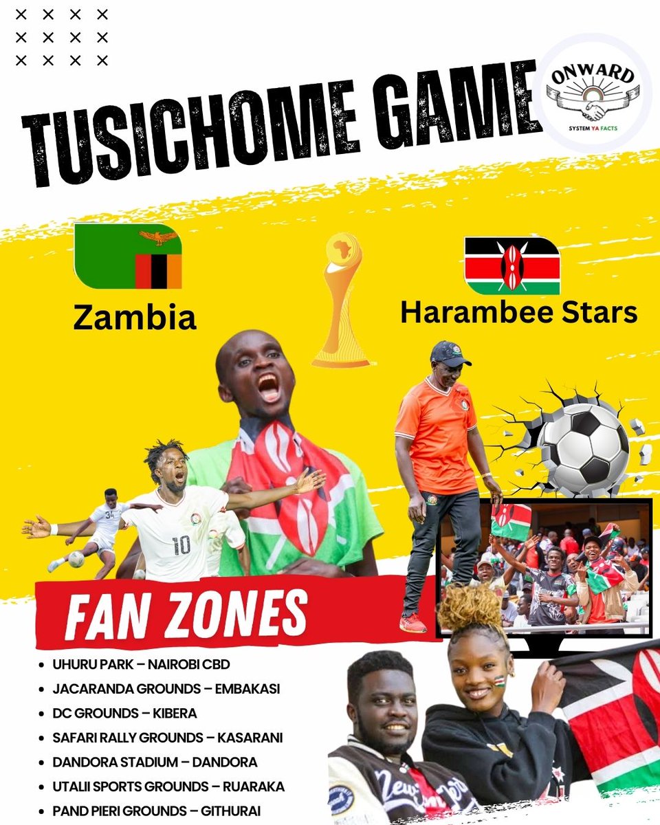 KKCommetary's tweet photo. Supporting Harambee Stars is about showing up in spirit. Fan zones ensure no one is left out of the action.

#TusichomeGame Fan Zones Stars Must Win 

Blessed Sunday, #CHAN2024, #UFC319, Chimaev, #GOKThisWeek, Kazi Na Pesa, #MightyHourOfRevival #HarambeeStars, https://t.co/M25bp24flm