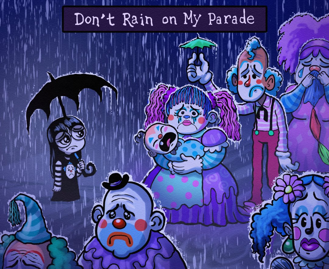 The_PessiMystic's tweet image. Combining my OC Lacey Grimm with #LimerickSunday
With the sky looking drizzly and greyed
Lacey looked glum and dismayed
By the sad, soggy clowns
Who were marching through town
Thinking &quot;It&apos;s raining on my parade&quot;
Art by @michaelramstead (You&apos;re awesome, dude)