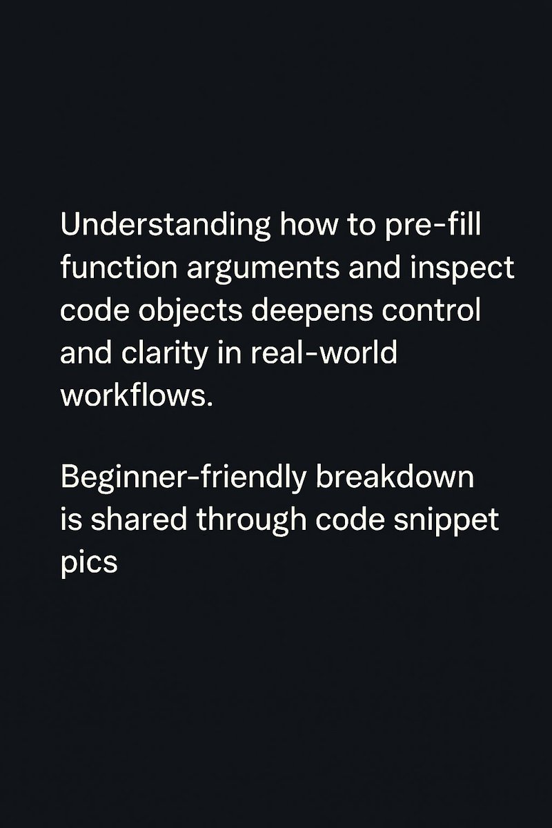 dev1Aashish's tweet image. Day 10 of my Python learning series — explored partial functions and code introspection.
#Python #100DaysOfCode #PartialFunctions #CodeIntrospection #DevJourney #PublicLearning #CodeNewbie