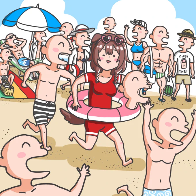 ドキ!ころねすきーだらけの海水浴場 #できたてころね