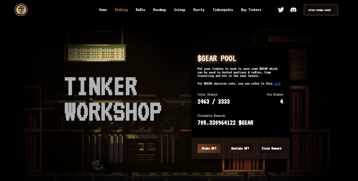Reminder to all Tinker NFT 🧠 stakorrssss you still have GEAR 📷⚙️ to claim.