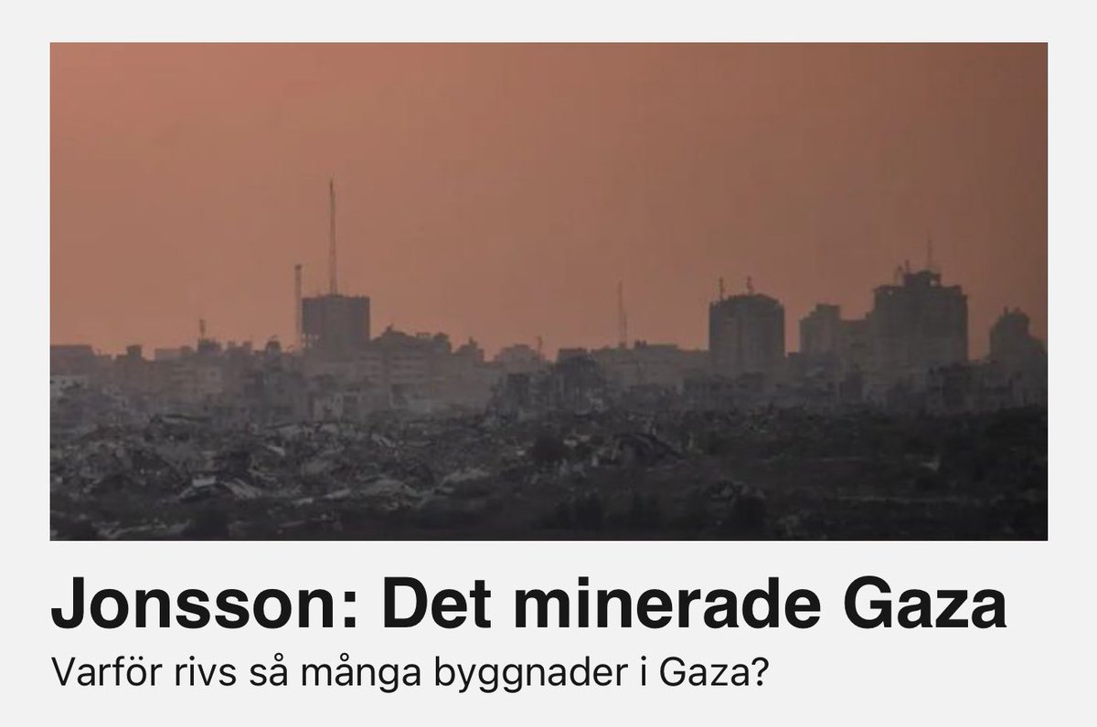 Läs gärna min krönika om hur Hamas minerat Gaza och använder civil infrastruktur när de attackerar israeliska trupper. 

Länk till krönika ⤵️:
bulletin.nu/jonsson-det-mi…