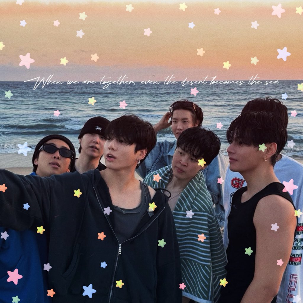 when we are together, even the desert becomes the sea.  ˖°𓇼🌊⋆🐚🫧 #방탄소년단 #BTS