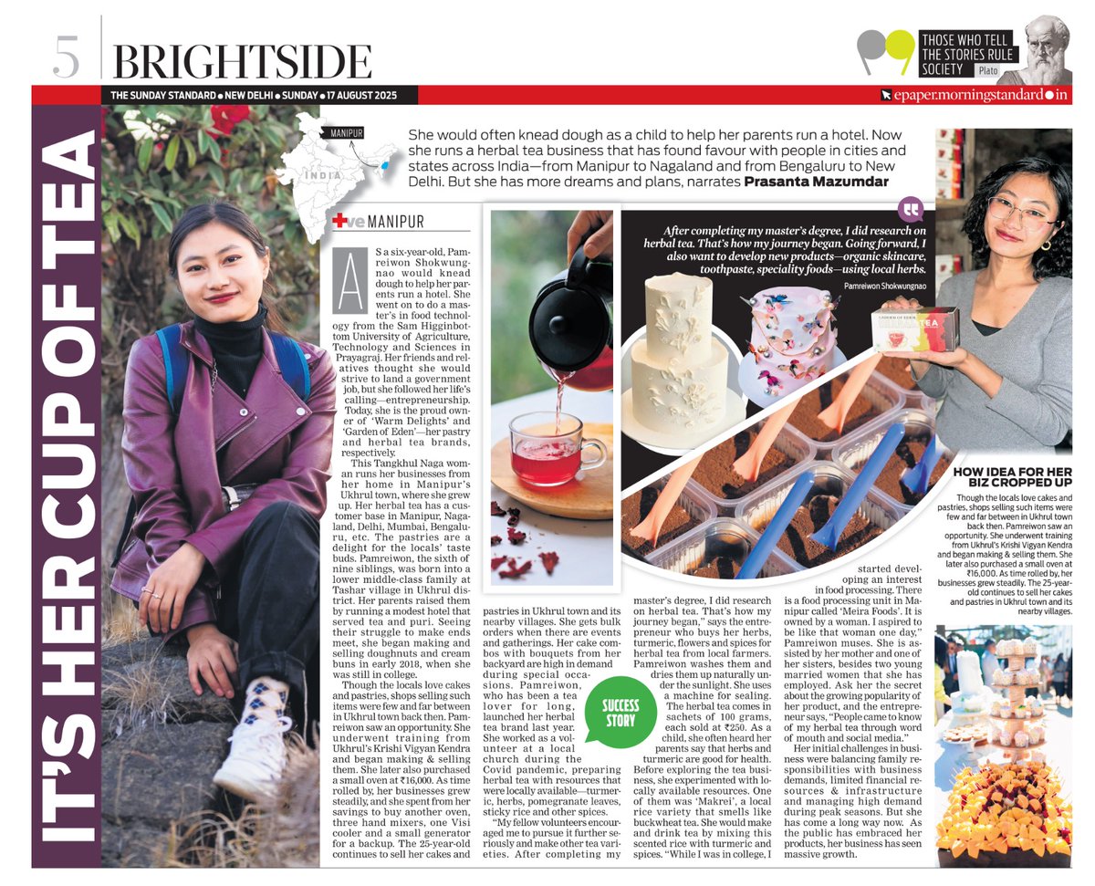Prasanta Mazumdar (@prasmaz_tnie) on Twitter photo From kneading dough as a kid to help parents run a modest hotel to owning pastry, herbal tea brands, this Naga woman has crafted a thriving entrepreneurial journey - The New Indian Express, The Sunday Standard <a href="/santwana99/">santwanabhattacharya</a> <a href="/jayanthjacob/">Jayanth Jacob</a> <a href="/PMOIndia/">PMO India</a> <a href="/RajBhavManipur/">RAJ BHAVAN MANIPUR</a> <a href="/NewIndianXpress/">The New Indian Express</a> From kneading dough as a kid to help parents run a modest hotel to owning pastry, herbal tea brands, this Naga woman has crafted a thriving entrepreneurial journey - The New Indian Express, The Sunday Standard <a href="/santwana99/">santwanabhattacharya</a> <a href="/jayanthjacob/">Jayanth Jacob</a> <a href="/PMOIndia/">PMO India</a> <a href="/RajBhavManipur/">RAJ BHAVAN MANIPUR</a> <a href="/NewIndianXpress/">The New Indian Express</a>