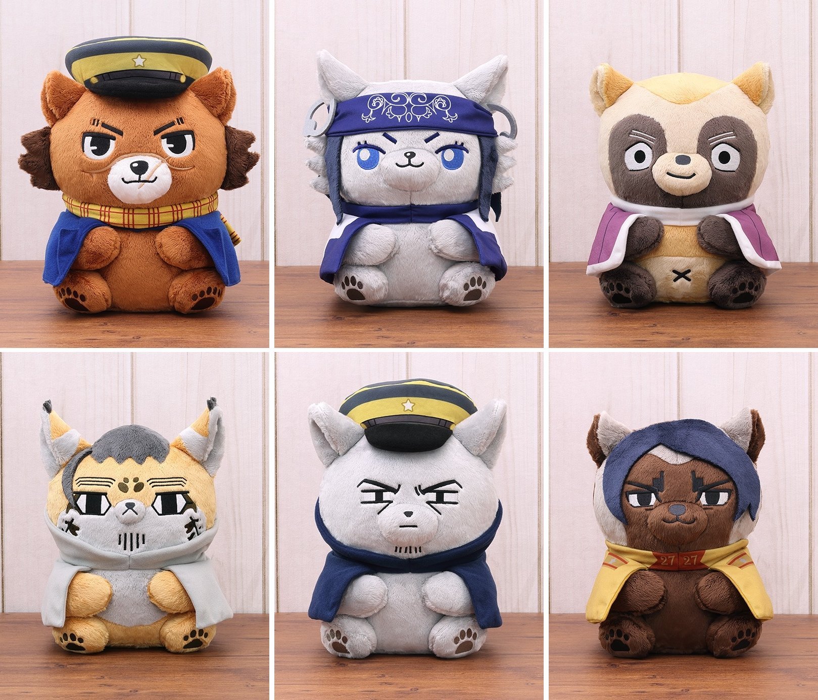 ゴールデンカムイ￼ ぬいぐるみ7個セット まとめ売り￼ 送料無料◇再販 ゴールデンカムイ どうぶつフォーゼマスコット 7