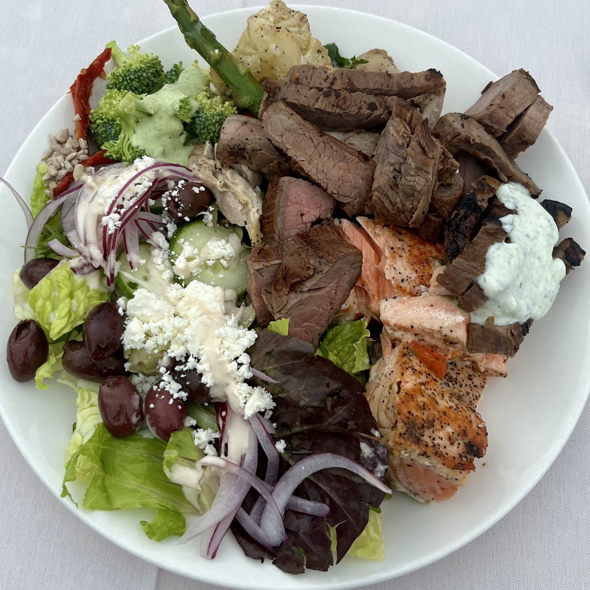 This was my meal Friday night at the 10th Annual San Diego Symposium for Metabolic Health.

It easily held me over for 23.5 hours and fueled a 5-mile run, 16,408 steps &amp; a non-stop day of conference activities.

#satietyrules