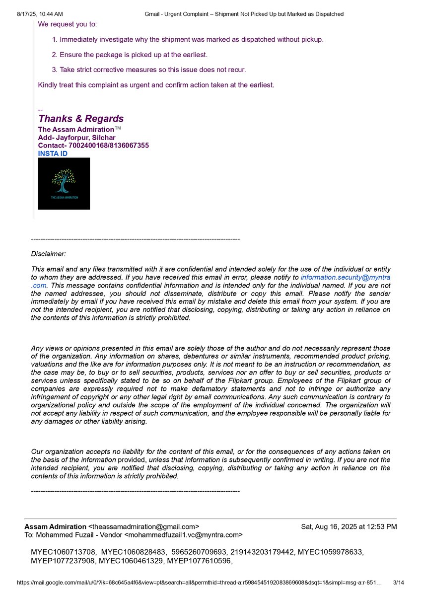 biprodeep_11's tweet image. @Flipkart @MyntraSupport How can shipments be marked as dispatched without even being picked up? 🚚❌ This is misleading &amp;amp; hurting sellers’ business. Please fix this urgently! 
Sellers deserve transparency, not fake updates #SellerSupport #LogisticsIssue