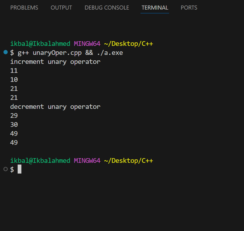 IKBAL_AHMEDD's tweet photo. 🚀 Day 3/100 of Learning DSA in C++ 
 @ApnacollegeX @ShradhaKhapra_  
Today’s progress 
 ✅  Arithmetic Operators ➝ +, -, *, /, %
 ✅  Relational Operators ➝ <, >, <=, >=, ==, !=
 ✅  Logical Operators ➝ &amp;&amp;, ||, !
 ✅  Unary Operator ➝ ++, --
#learinpublic #DSA #cpp https://t.co/pmZd2ZF1vU