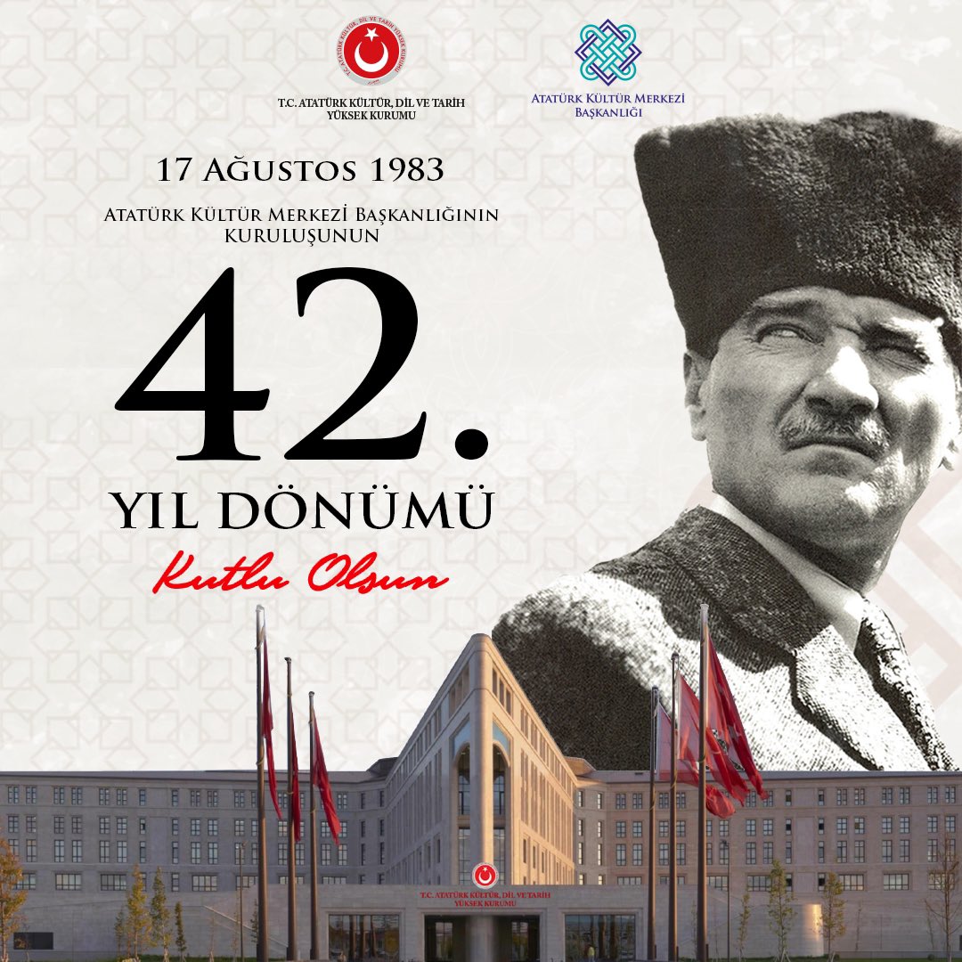 Atatürk Kültür Merkezi Başkanlığı (@akmb_govtr) on Twitter photo Türk kültürünü bilimsel yöntemlerle araştırmak, tanıtmak ve yaymak misyonuyla ve Türk kültürü araştırmalarında ulusal ve uluslararası düzeyde kültürümüzün temel değerlerini yaşatarak millî kültürü çağdaş medeniyetler seviyesi üzerine çıkarmak vizyonuyla faaliyet gösteren Türk kültürünü bilimsel yöntemlerle araştırmak, tanıtmak ve yaymak misyonuyla ve Türk kültürü araştırmalarında ulusal ve uluslararası düzeyde kültürümüzün temel değerlerini yaşatarak millî kültürü çağdaş medeniyetler seviyesi üzerine çıkarmak vizyonuyla faaliyet gösteren