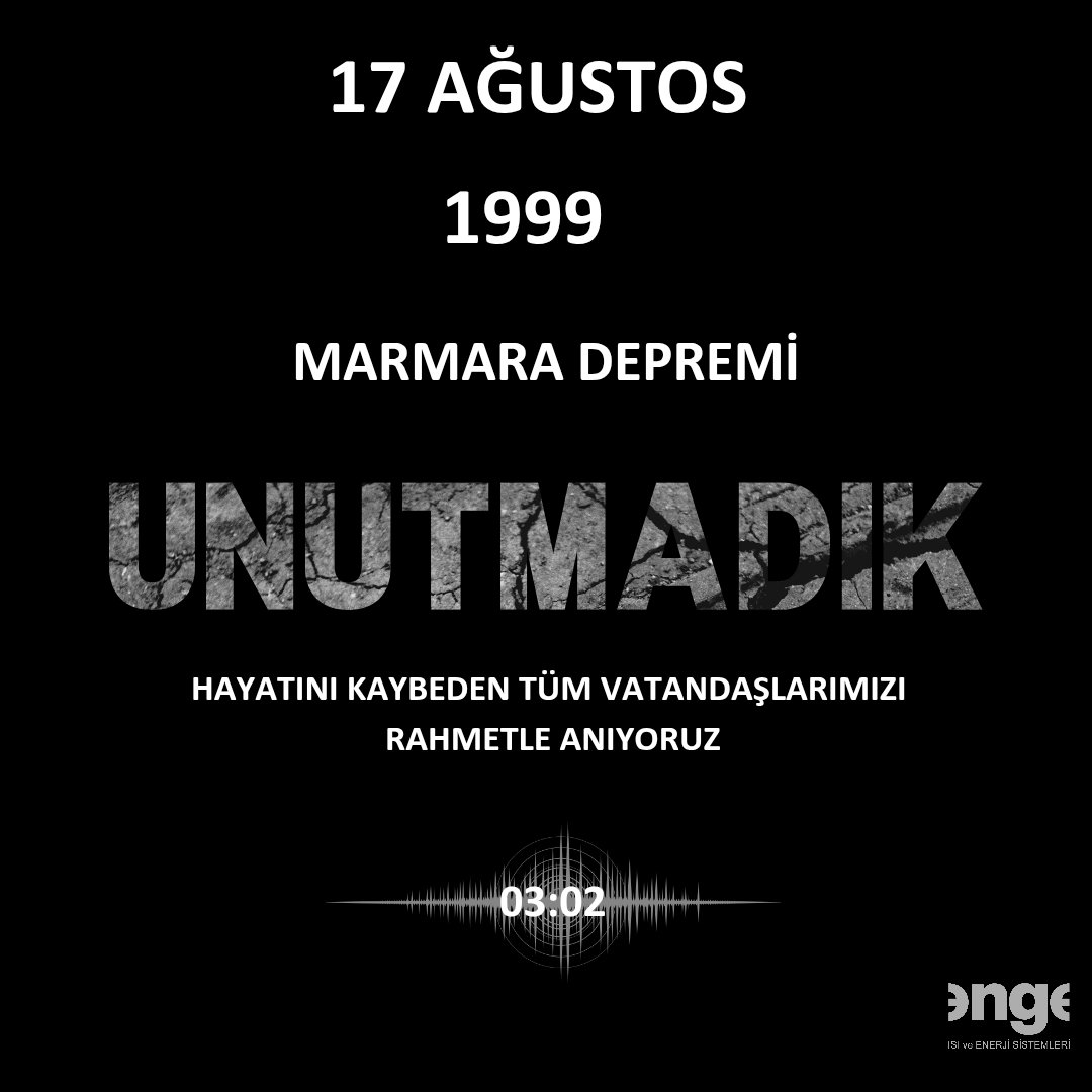 17 Ağustos 1999 Marmara Depremi'nin yıldönümünde hayatını kaybeden tüm vatandaşlarımızı rahmetle anıyoruz. #deprem #17ağustos #engeenergy #engeenerji #engesolarbox