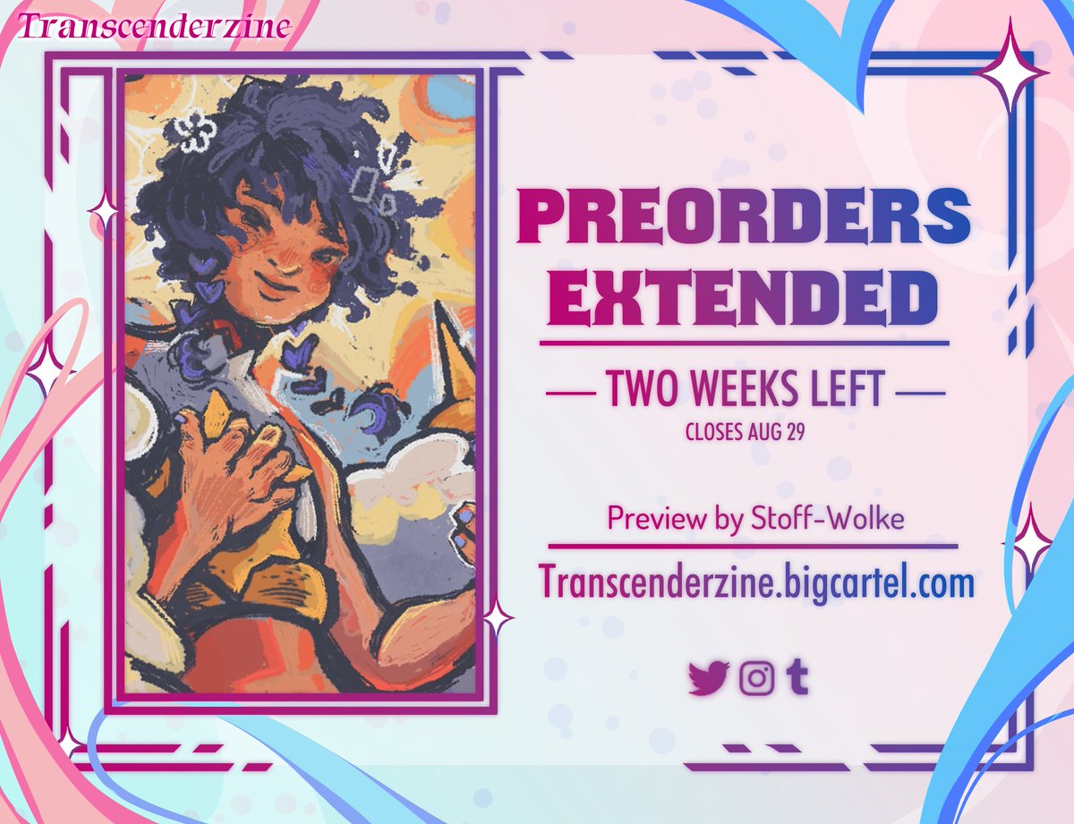🏳️‍⚧️💫 PRE-ORDERS EXTENDED

We're extending pre-orders for Transcender for TWO more weeks! That means you have more time to secure your copy and support our chosen charity, Advocates for Trans Equality!

🔗 transcenderzine.bigcartel.com

Preview by Stoff-Wolke

#GenshinImpact #Fanzine
