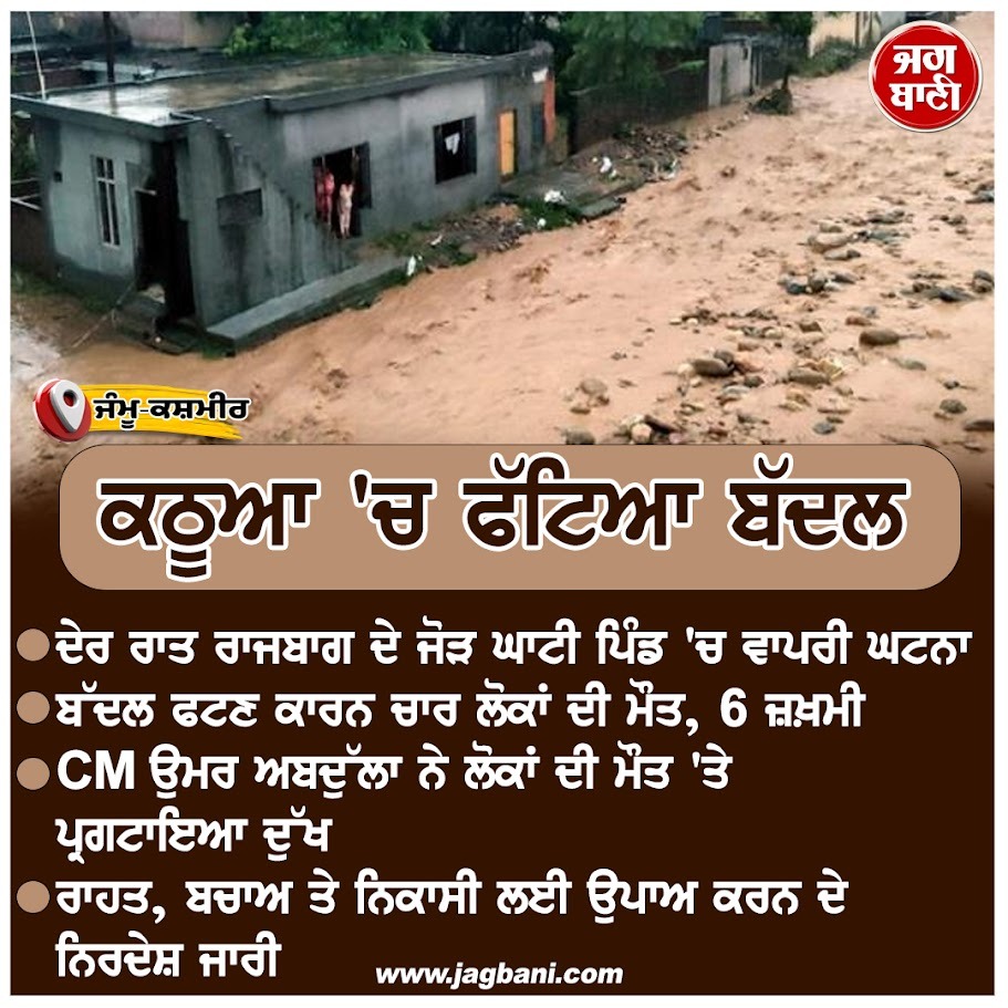 JagbaniOnline's tweet photo. ਕਠੂਆ 'ਚ ਫੱਟਿਆ ਬੱਦਲ
#Bignews #cloudburst #Kathua #fourdead https://t.co/lqiKHuWLJP