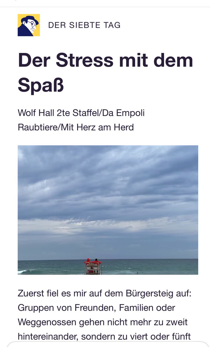 Heute ist der siebte Tag!
Melde Dich hier an, um meinen Newsletter zu abonnieren:
steady.page/de/nminkmar/po…