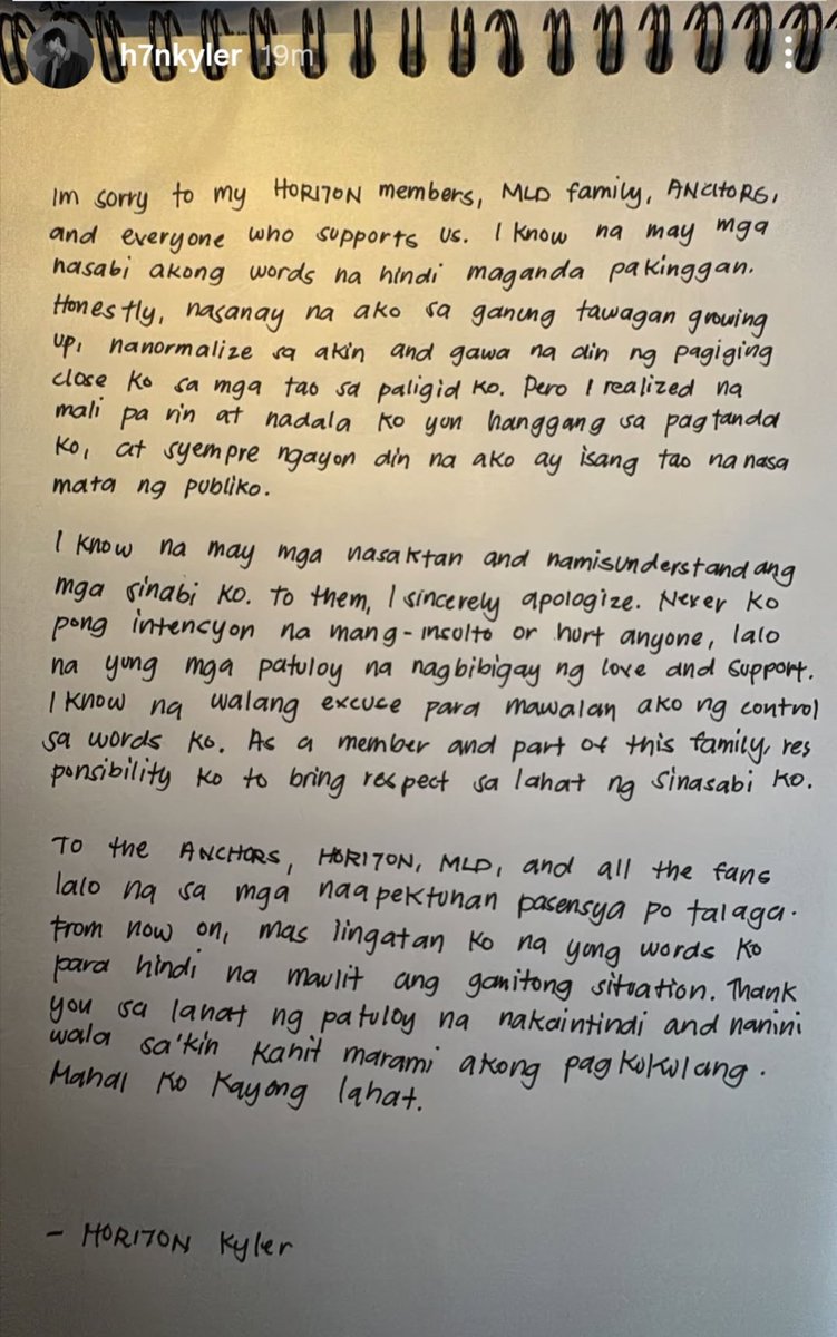 People sometimes see one chapter and act like they’ve read the whole book.

Hope that this letter will close all confusions and pain, start teaching our heart to always choose kindness over judgement 😊

#HORI7ON #호라이즌 #HORI7ON_KYLER
