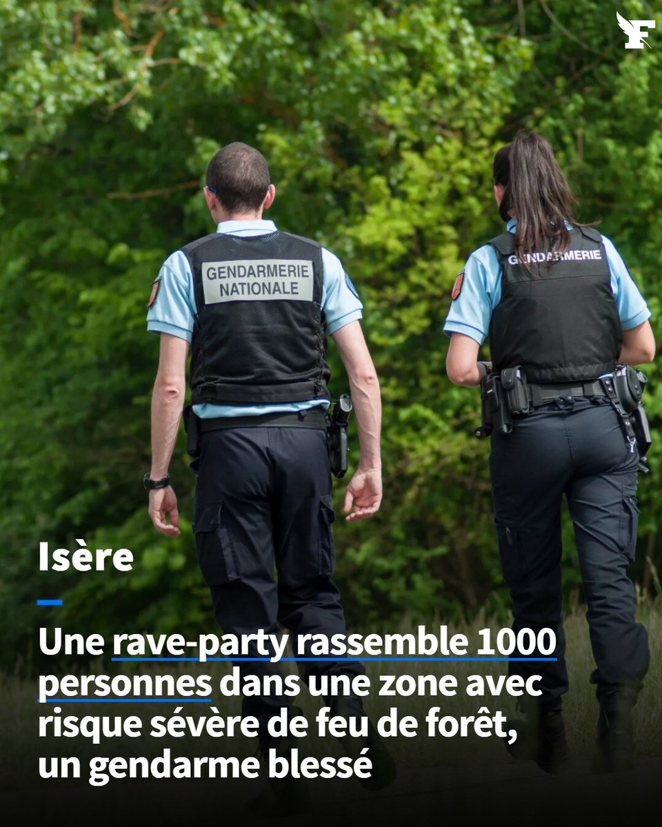 Un rassemblement illégal est en cours depuis vendredi 15 août à Cour-et-Buis, dans le nord de l’Isère. Le gendarme a été blessé au coude en tentant d’effectuer des contrôles. →l.lefigaro.fr/Vp4