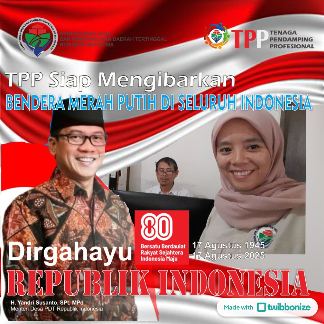 SultanSyahid3's tweet photo. Indonesia Raya ke 80thn
#TPPKibarBenderaMerahPutih
#TPPDirgahayuRI80
#BangunDesaBangunIndonesia 
#TPPProvJawaBarat
#TPPKabCianjur
@prabowo
@YandriSusanto27
@ahmadrizapatria
@kemendespdt @bpsdmkemendesa https://t.co/JFAeRL0Qpk