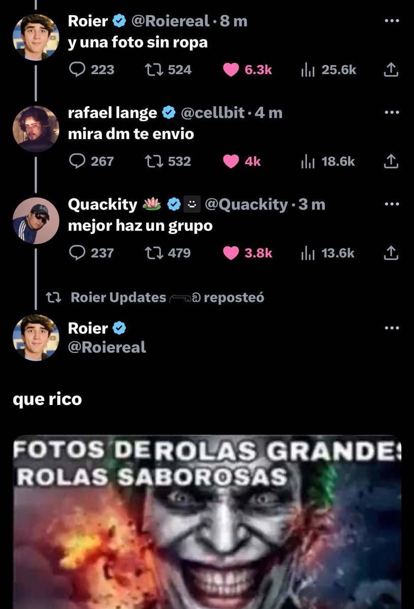 X: “Extraño las interacciones del  LatinoTrio 😔” 
Las interacciones del LatinoTrio en cuestión: