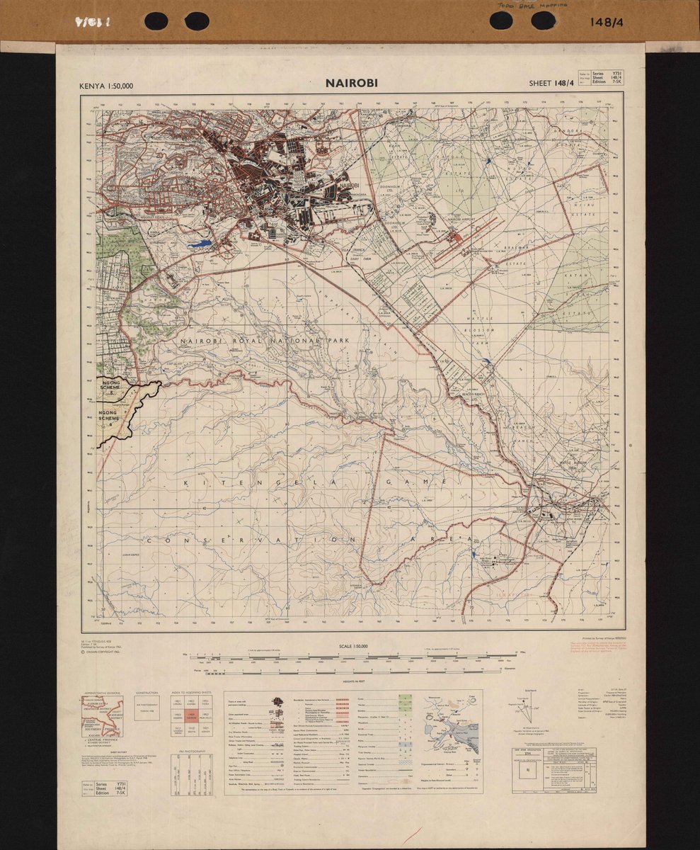 This 1962 topographic map of the Kitengela Game Controlled Area shows PERMANENT rivers, indicating a period of abundant hydrological resources in the region. 

Modern maps of the same area reflect perennial rivers, highlighting significant changes in water availability over time.