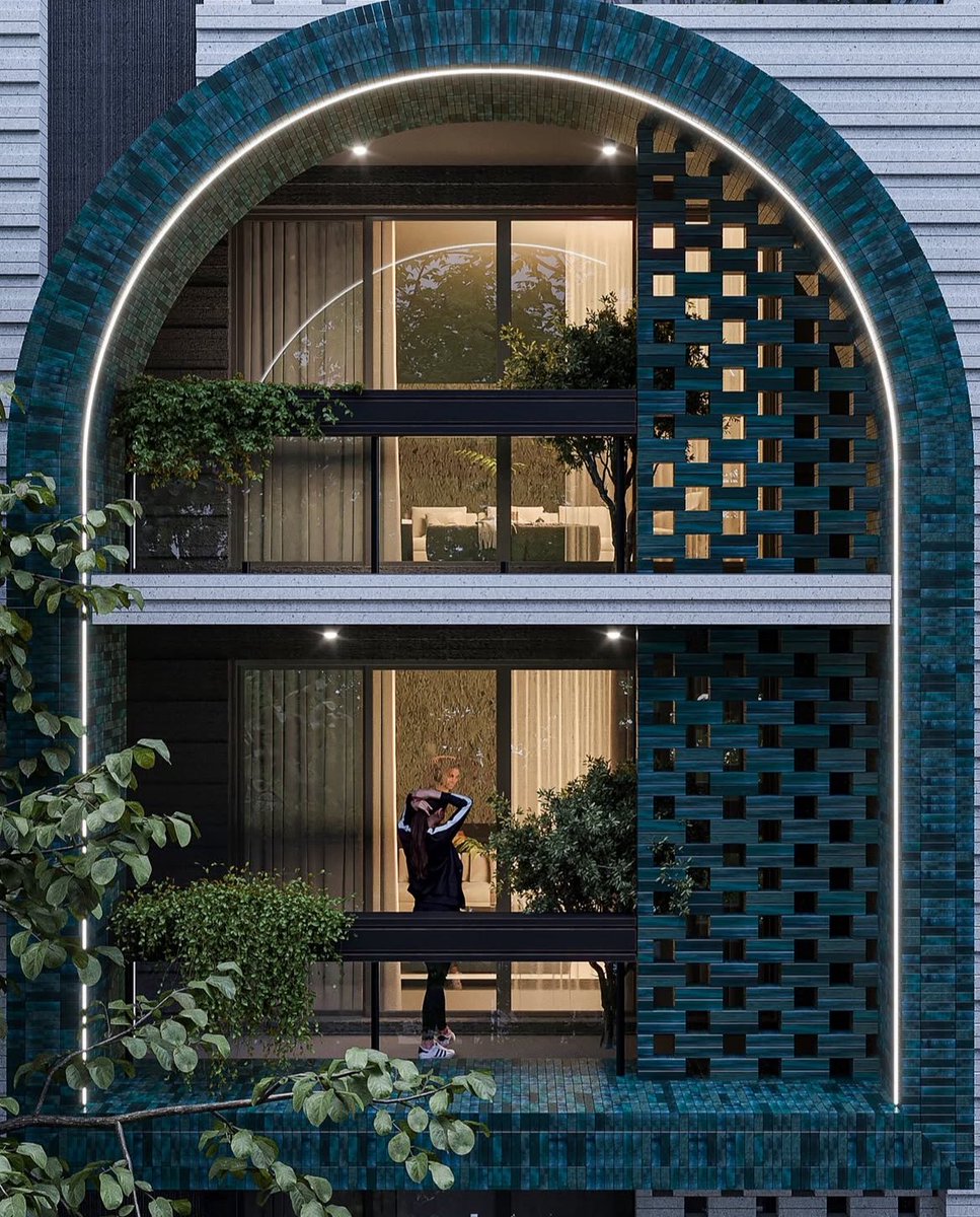 A mixture of white and turquoise brick in these apartments set to be built in Urmia, Iran

Designed by Sahar Kamaleddin and Nima Safdari